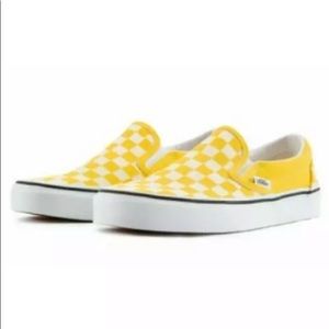 Vans slip on yellow checker sneaker shoes